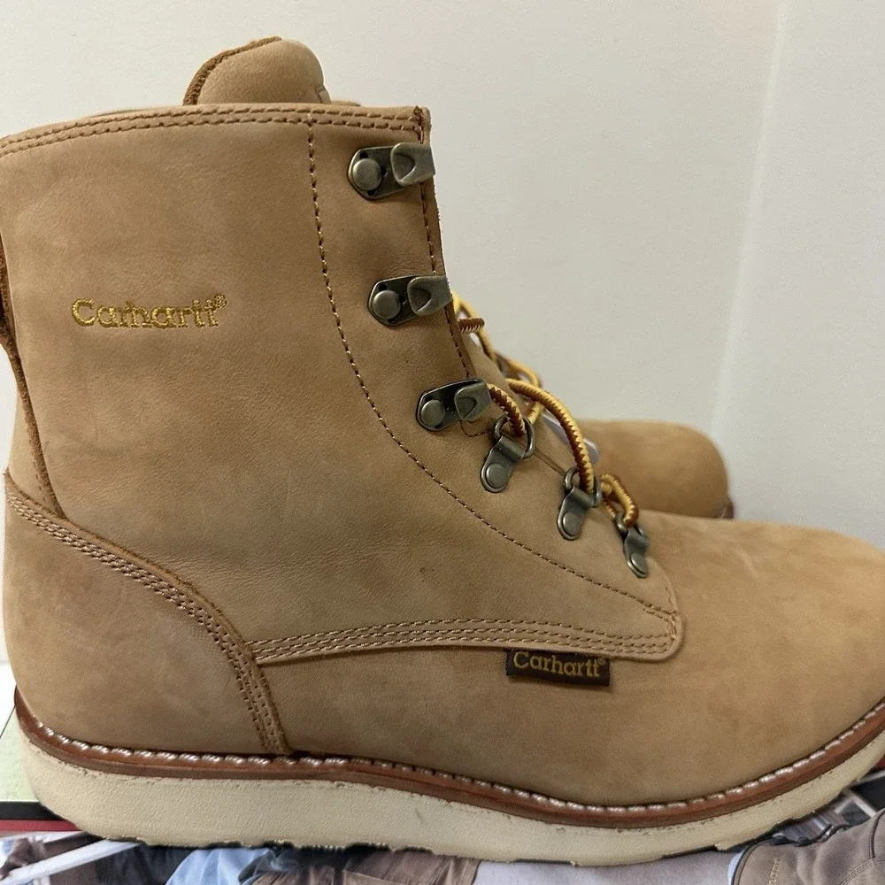 Carhartt Leather Slip Resistant Soft Toe Wedge Work Boot Style 3915 Size 12EE